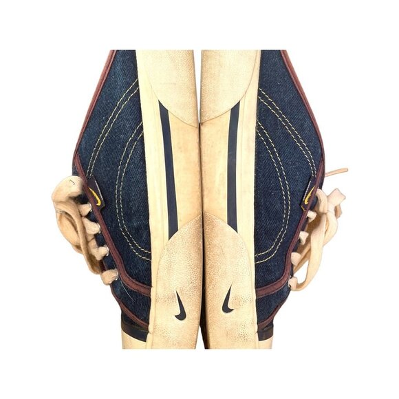 Vintage Nike Denim Sneakers With Cream Laces & Brown Trim - Casual Retro Style 9 - Picture 8 of 12